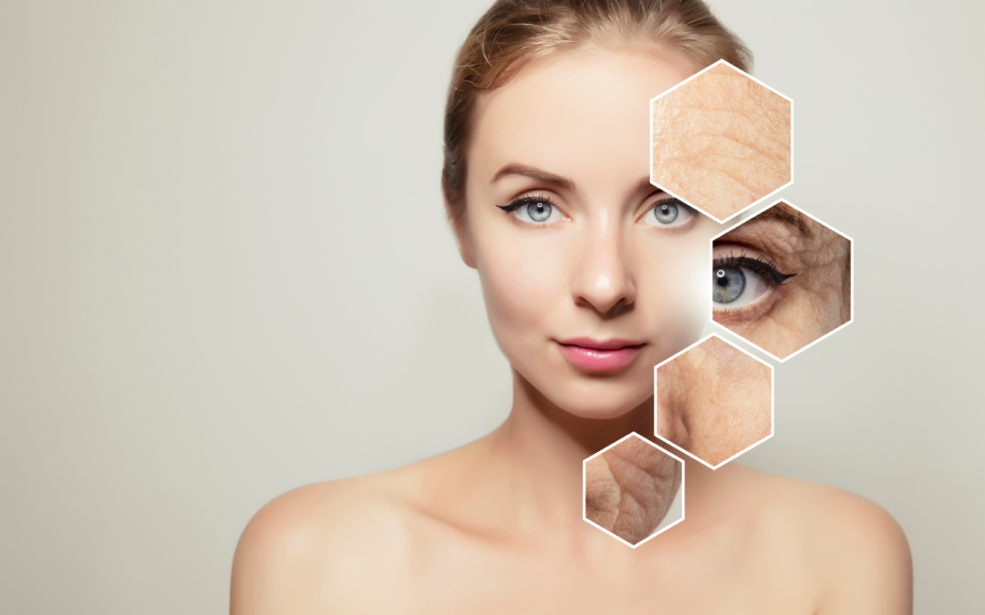 A brown-skinned lady looking in a bathroom mirror applies a clay mask, showing the benefits of skin cycling